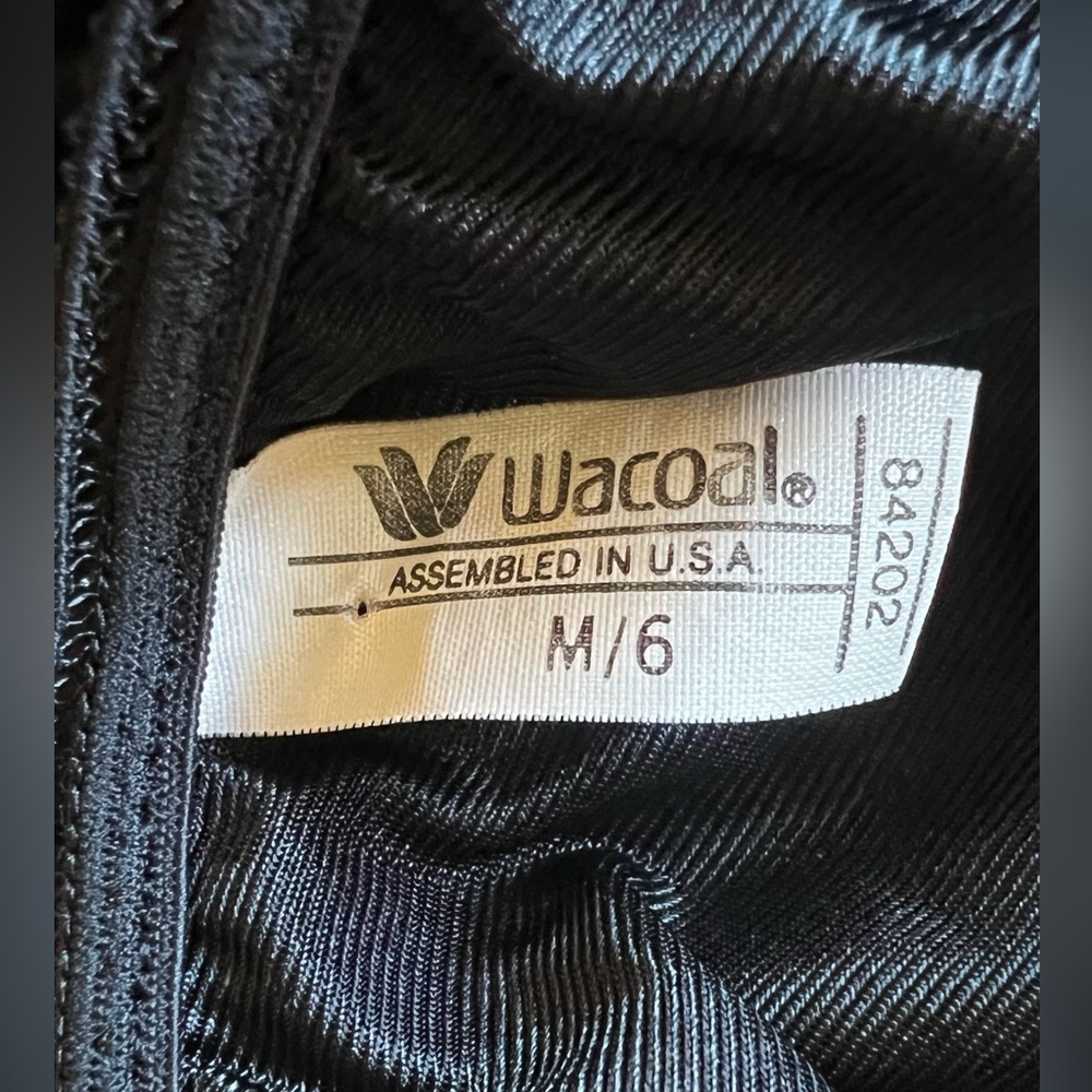 VINTAGE WACOAL 84202 Black Lace Embroidered Satin High Brief Sz M Silky Panties - Picture 3 of 8